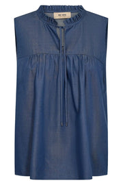 Solandra SL Denim Blouse | Mid Blue | Bluse fra Mos Mosh