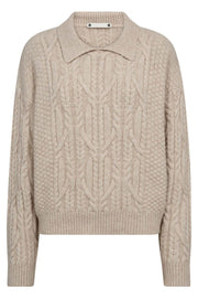 Row Collar Cable Knit 32204 | Creme | Strik fra Co'couture