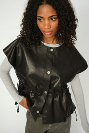 Aylin Leather Vest | Black | Vest fra Mos Mosh