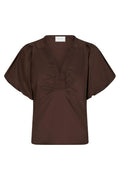 Irina Poplin Blouse | Dark Brown | Bluse fra Neo Noir – nedsat