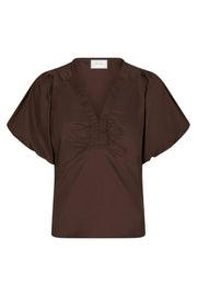 Irina Poplin Blouse | Dark Brown | Bluse fra Neo Noir