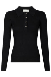 Panama Knit Blouse | Black | Bluse fra Neo Noir