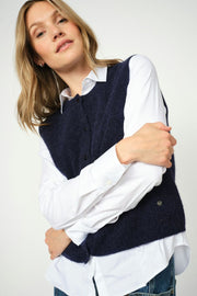 Almine Thora Knit Vest | Maritime Blue | Vest fra Mos Mosh