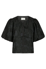 Aska Jacquard Blouse | Black | Bluse fra Neo Noir