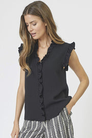 Sueda Frill Top | Black | Top fra Co'couture
