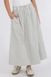 Yara Long Stripe Skirt | Creme | Nederdel fra Neo Noir