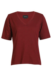 Ulla Ss Vneck Tshirt | Bordeaux | T-Shirt fra Liberté