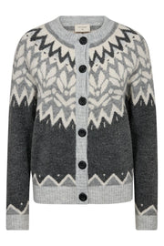 Merla Cardigan 204851 | Dark Grey Mel w Light Grey Mel | Cardigan fra Freequent