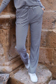 Liberté, Natalia Straight Pants - D. Brown Creme Small Stripe