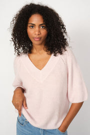 Taci 3/4 V-Neck Knit | Ballet Slipper | Strik fra Mos Mosh