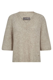 Taci 3/4 V-Neck Knit  | Feather Gray | Strik fra Mos Mosh