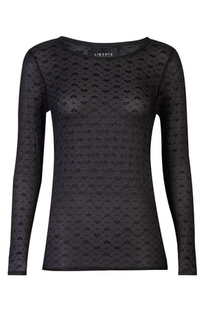 Isa Ls Lace Blouse | Black Small Big Hearts | Mesh bluse fra Liberté