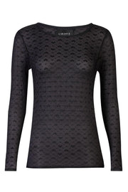 Isa Ls Lace Blouse | Black Small Big Hearts | Mesh bluse fra Liberté