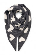 Chloe Triangular Scarf With Hearts  | Coffee