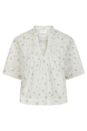 Siama Dobby Flower Blouse | Off White | Bluse fra Neo Noir