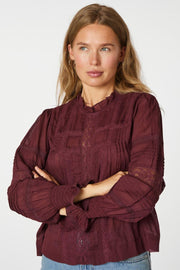 Ebba S Voile Blouse | Burgundy | Bluse fra Neo Noir