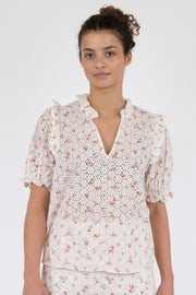 Rosalie Embroidery Rose Blouse | Pink | Bluse fra Neo Noir