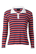 Natalia Ls Polo Blouse | Navy Red White Stripe | Bluse fra Liberté – nedsat
