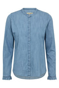 Mattie Denim Shirt | Mid Blue | Skjorte fra Mos Mosh – nedsat