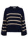 MajaCC O-Button Stripe Knit | Navy | Strik fra Co'Couture