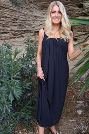 Alma Long Strap Dress | Black | Kjole fra Liberté