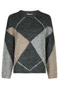 Inga Check Fluff Knit Blouse | Antracit | Strik fra Neo Noir – nedsat