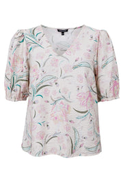 Cassandra Ss Blouse | Off White Rose | Bluse fra Black Colour