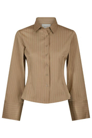 Rosa Pinstripe Shirt | Dark Sand | Skjorte fra Neo Noir