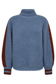Row Roll Neck Rib Knit 32202 | Blue | Strik fra Co'couture