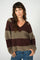 Taci Stripe LS V-Neck Knit | Fudge | Strik fra Mos Mosh
