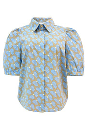 Flora Ss Blouse | Cute Bow Blue | Bluse fra Liberté