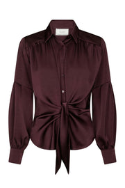 Naja Satin Shirt | Burgundy | Bluse fra Neo Noir