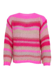 Adria Multi Striped Jumper | Pink Passion | Strik fra Black Colour