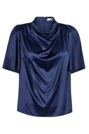 CameronCC WaterfallNeck Blouse | Navy | Bluse fra Co'couture