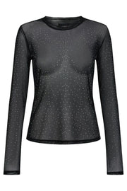 Mesh Ls Sparkle Tshirt | Black Silver Dot | Liberté