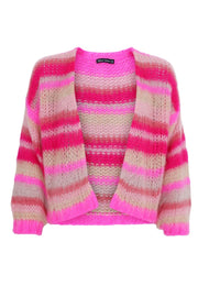 Casey Multi Striped Cardigan | Pink Passion | Strik fra Black Colour