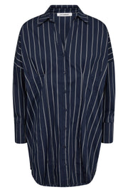 Sebi Stripe Pleat Shirt 35625 | Navy | Bluse fra Co'couture