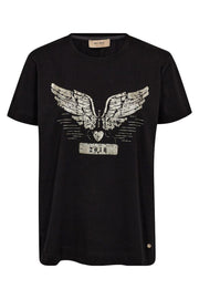Teja O-SS Deco Tee | Black | T-shirt fra Mos Mosh