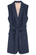 Hasel Long Blazer Vest | Blue Nights | Vest fra Gustav