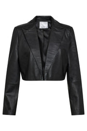 Phoebe Leather Crop Blazer | Black | Blazer fra Co'couture