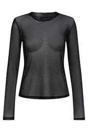 Mesh Ls Sparkle Tshirt | Black Diamond Dot | Liberté