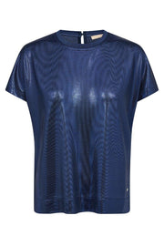 Nivola O-neck Metallic Tee | Ensign Blue | T-shirt fra Mos Mosh