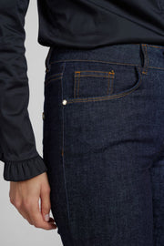 Alli Cover Jeans | Dark Blue | Højttaljet slim fit jeans fra Mos Mosh