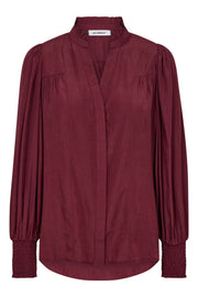 AilaCC Petra V-Shirt | Burgundy | Skjorte fra Co'couture