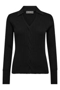 Relena Rib Polo Knit | Schwarz | Strickmode von Mos Mosh – nedsat