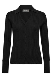 Relena Rib Polo Knit | Black | Strik fra Mos Mosh