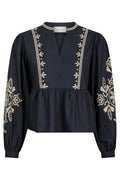 Ginia Emb Bluse 164393 | Marineblau | Bluse von Neo Noir