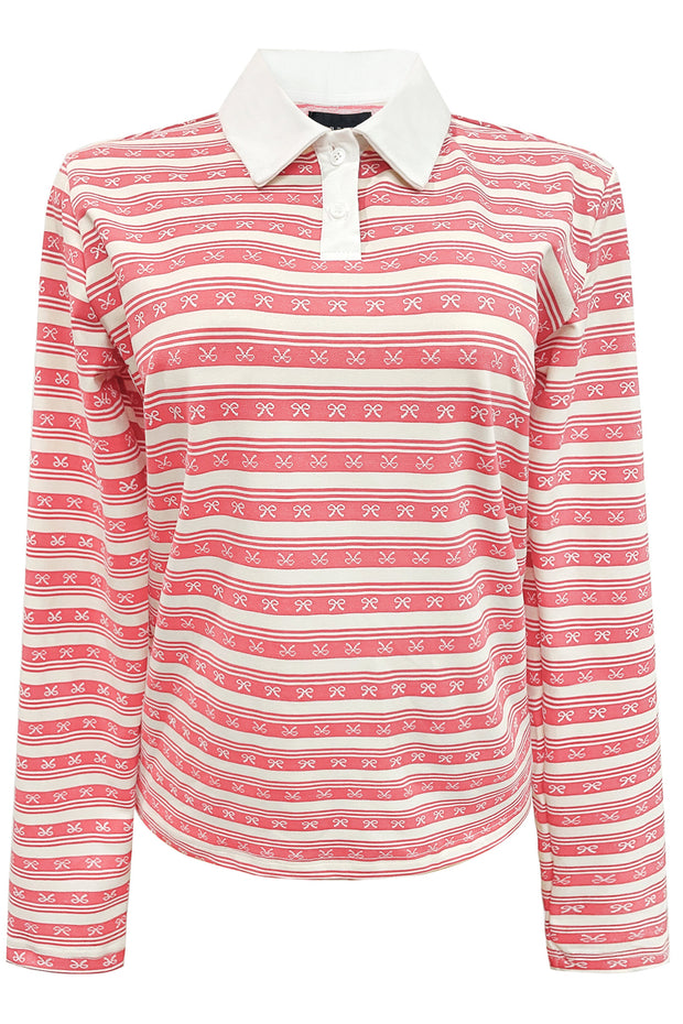 Polo Ls Bow Shirt | Bubblegum Creme Bow Stripe | Bluse fra Liberté