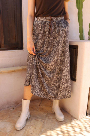 Alma Loose Skirt | Mocca Brown Lace | Rock von Liberté