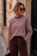 Sonata stripe Loose Tee | Old rose